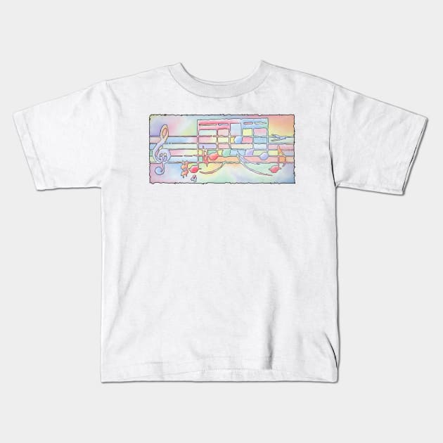 Music Notes Kids T-Shirt by Rick Borstelman